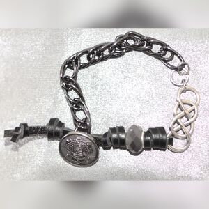 Leather and chain unisex bracelet BU-20-002